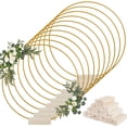 thumbnail image 2 of Threns 10Pcs Floral Hoops Metal Floral Wreath Decor Centerpiece Hoops for Wedding,with Holders,10",Gold, 2 of 8