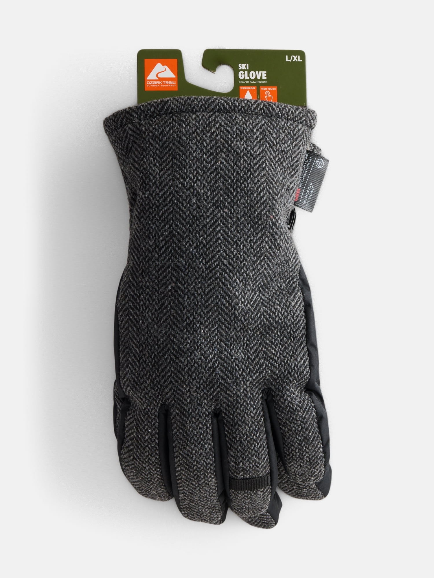 Ozark Trail Women's Herringbone Ski Gloves, Black, S/M