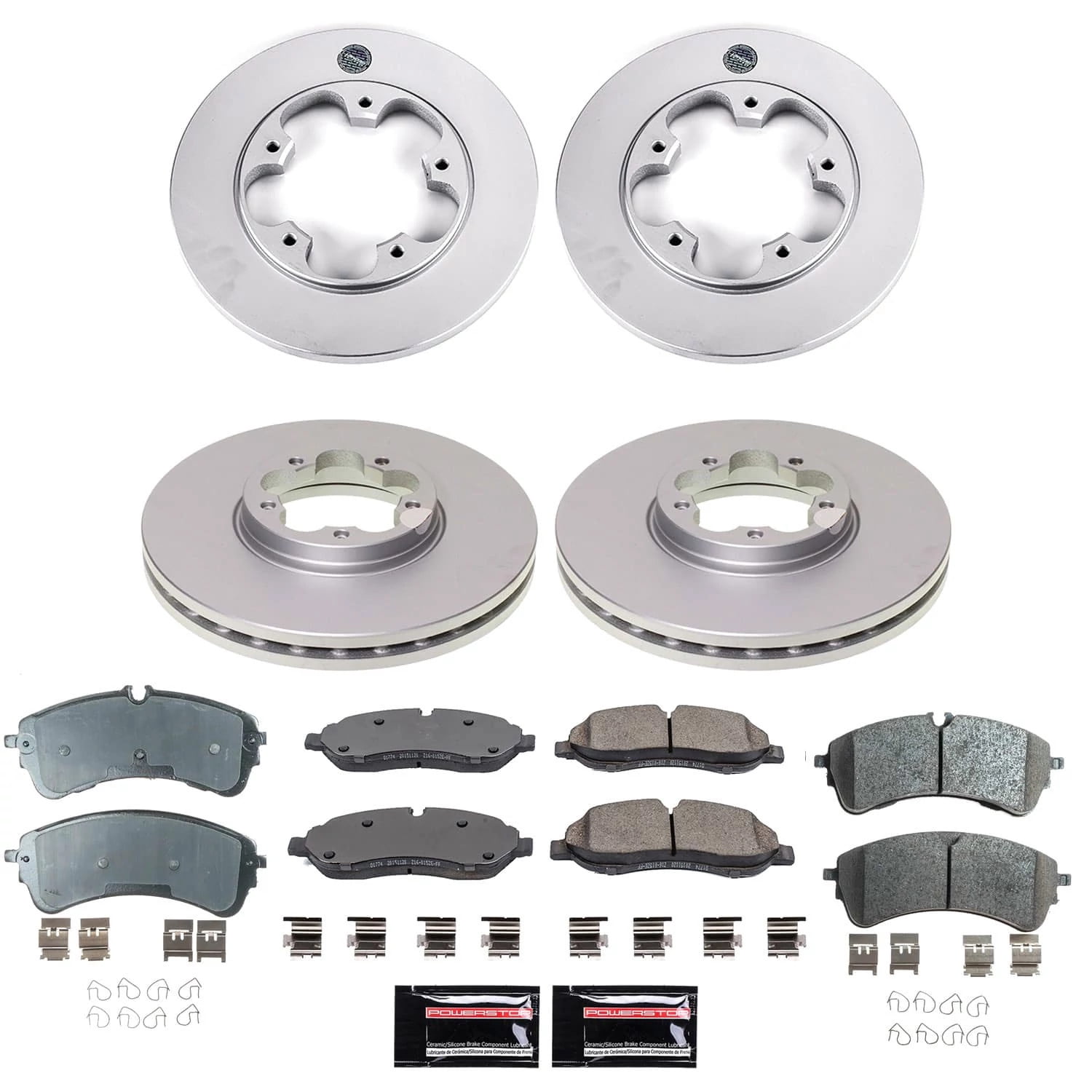 PowerStop Front and Rear Geomet Coated Brake Rotor and Pad Kit Fits: FORD Select Models CRK8999