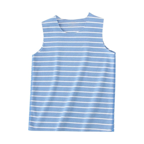 XYIJANI Tee Shirts Toddler Kids Girls Dance Tank Top Racerback Crop Tank Top Stripe Sleeveless Sports Dance Top Ballet Gymnastics Dancewear Tops (Blue,140)