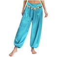 thumbnail image 7 of Aislor Women 2-piece Belly Dancing for Rave Party Shiny Sequin Tassel Outfits Sky Blue M, 7 of 7