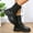 Black, variant on Women's Platform Chelsea Combat Boots Lace up Mid Calf Knight Boots Low Heel Platform Ankle Boots White 6(37)