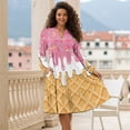 thumbnail image 4 of Uorisanigo Ice Cream Women's Midi Dress Work Long Sleeve V Neck Flowy Midi Dress Cozy Comfortable Soft Fashion Clothing, Size XL, 4 of 7