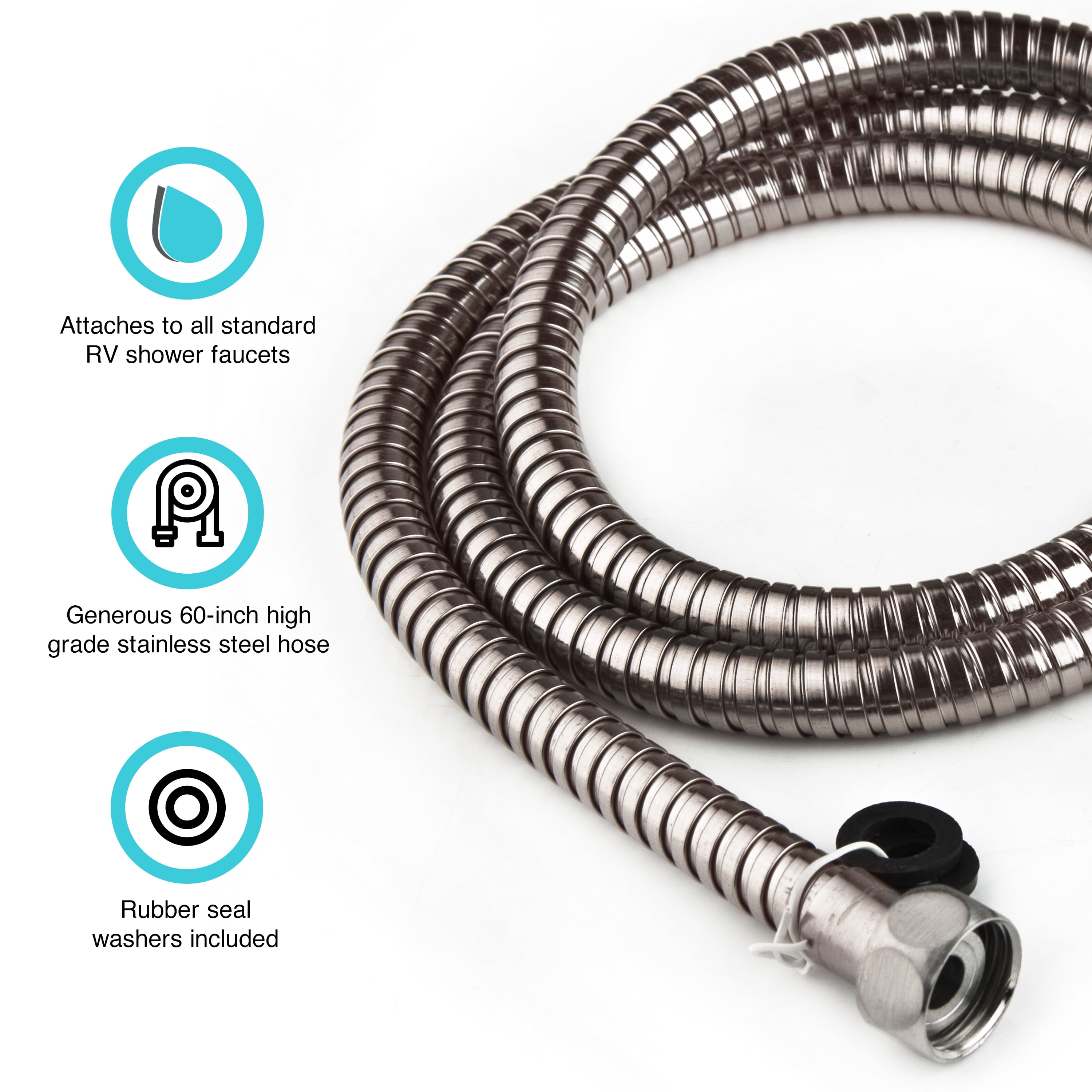 Dura Faucet DF-SA432K-SN Premium Rv Hand Held Shower Wand & Hose Kit - Brushed