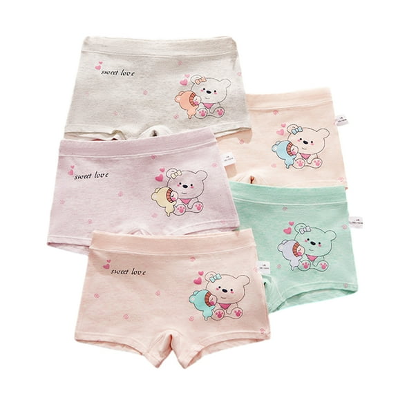 Esaierr 2-9 Years Girls Underwear Boxer Briefs for Toddler Kids 4PCS Colorful Cotton Cartoon Print Boxer Briefs Shorts Underwear