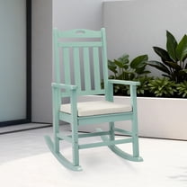 Ktaxon Poplar Wood Rocking Chair with Thick Cushion for Patio Garden Backyard, Mint Green