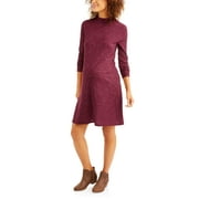 Faded Glory Maternity Long Sleeve Moc Neck Knit Rib Swing Dress