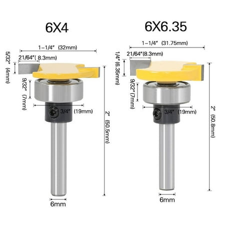 

2Pcs T Type Router Bit With Bottom Bearing Woodworking Milling Cutter Face Mill
