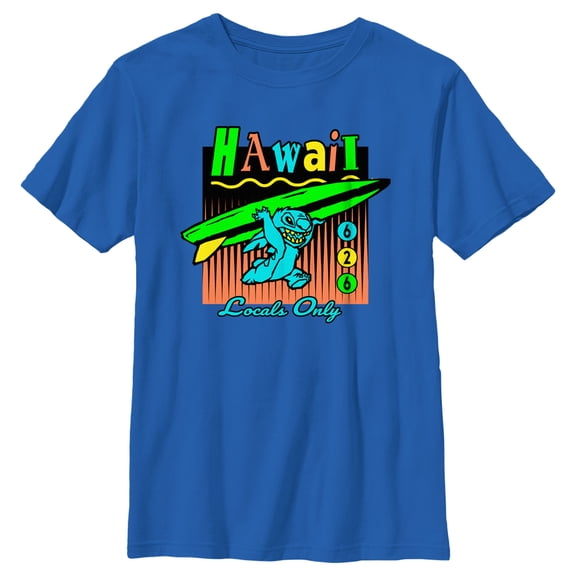 Boy's Lilo & Stitch Locals Only Hawaii Graphic Tee Royal Blue Large