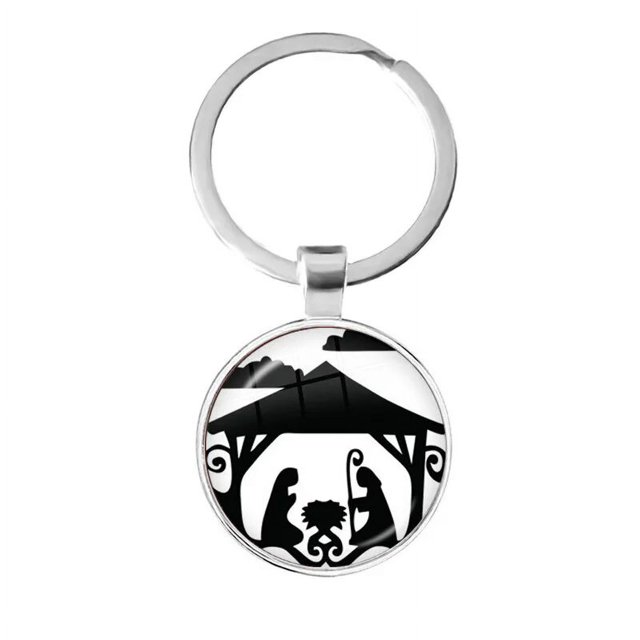 LLavero de Feliz Navidad de 25MM, cabujón de cristal de Santa Claus, colgante de árbol de Navidad, accesorios de joyería, regalos de navidad encantadores