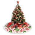 thumbnail image 4 of Christmas Tree Skirt, Cute green Watermelon Pink Christmas Tree Decorations Indoor, Tree Skirts Mat With Tassel Trim for Halloween New Year Holiday Christmas Party Decor 36 Inches, 4 of 7