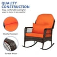 thumbnail image 6 of IVV Outdoor Wicker Rocking Chair, Patio Rattan Rocker Chair with Orange Cushions & Waist Pillow & Steel Frame, All-Weather Rocking Lawn Wicker Furniture for Garden Backyard Porch (Brown), 6 of 10