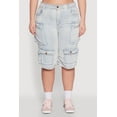 thumbnail image 4 of Womens Plus Size Daisy Denim Cargo Pocket Bermuda Shorts, 4 of 5