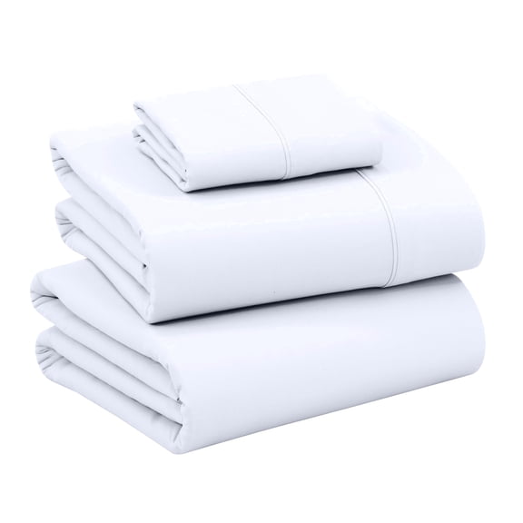 RUVANTI 100% Cotton Sheets – Twin Size Percale Bedding, Cooling & Breathable, Durable with a Crisp, Soft & Comfortable Feel, 16" Deep Pocket, 3-Piece Set, Bright White