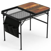 Portable Grill Table with Storage Net, Imountek Folding Camping Table Adjustable Height for Outdoor