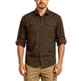 thumbnail image 2 of COSFO Dry Fit Casual Button Down Shirts for Men Fishing Brown Long Sleeve Shirts Collared Sun Protection with Pocket Loose Fit Men's Shirts, 2 of 9
