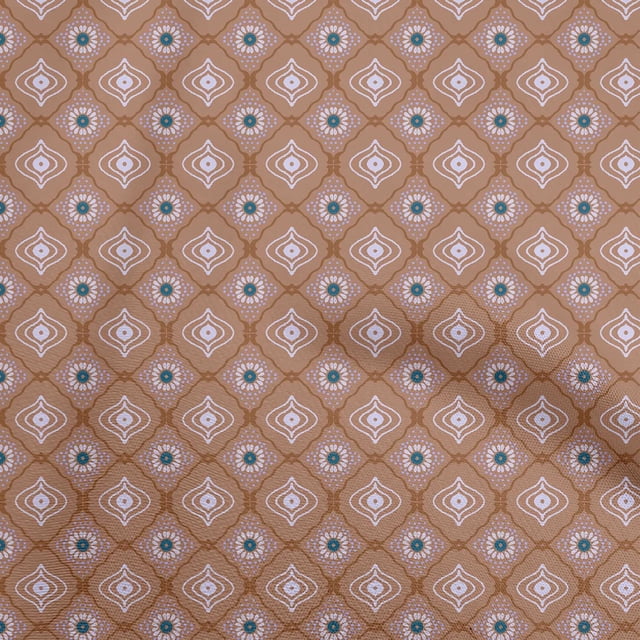 oneOone Rayon Brown Fabric Asian Traditional Block Craft Projects Decor Fabric Printed By The Yard 56 Inch Wide