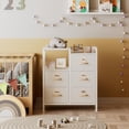 thumbnail image 5 of 2-Tier Open Shelf Storage Cabinet with 5 Fabric Drawers, Wide Dresser Chest for Bedroom Hallway Nursery Use, 5 of 8