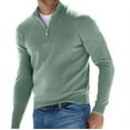 thumbnail image 1 of Sudadera de otoño para hombre, jersey cálido de color liso con media cremallera, suéter informal ajustado con cuello en V y manga larga, sudadera para hombre, top de invierno, 1 of 5