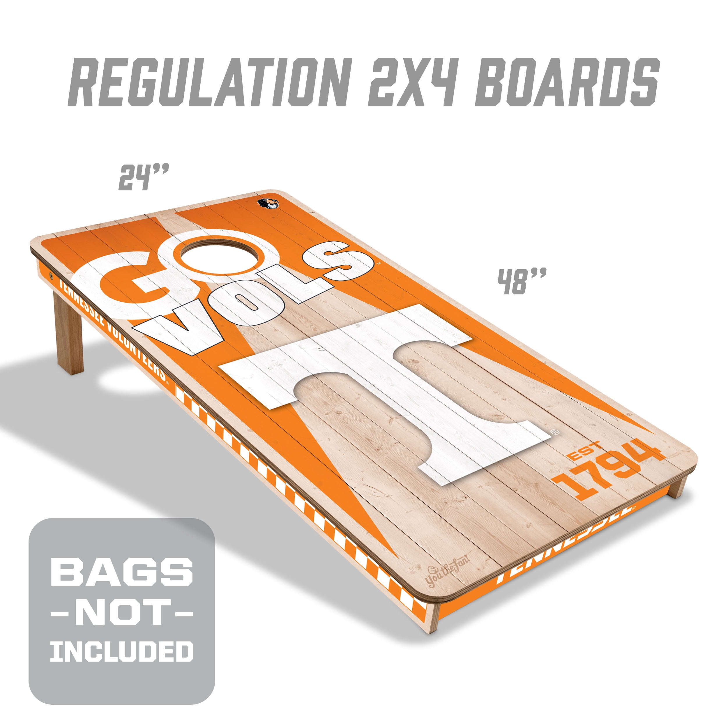 YouTheFan NCAA Tennessee Volunteers 2' x 4' Cornhole Game No Bags