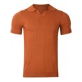 thumbnail image 4 of JTieacloth Mens Lapel Collared Shirt Men's Summer Fashion Casual Short Sleeved Tops Solid Color Cardigan Tight Shirt Men's Clothing(Orange,M), 4 of 7