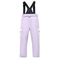 thumbnail image 3 of LNZGNM Girls Snow Pants Insulated Waterproof Breathable Ski Pants Windproof Warm Snowboard Ski Pants Winter Snowboard Overalls with Zipper Pockets Unisex for Hiking, Light Purple, 3-4Y, 3 of 3