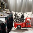 thumbnail image 2 of Red and Black Buffalo Plaid Truck Christmas Tree Pillow Covers 20x20 Inch Seasonal Winter Snowflake Holiday Farmhouse Linen Cushion Case Christmas Decoration for Sofa Couch, 2 of 5