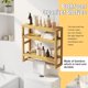 thumbnail image 3 of Estantes organizadores de baño Estante flotante de 3 niveles con barra para colgar sobre el inodoro Estante de pared para baño Organizador de baño de pared ajustable (natural), 3 of 7