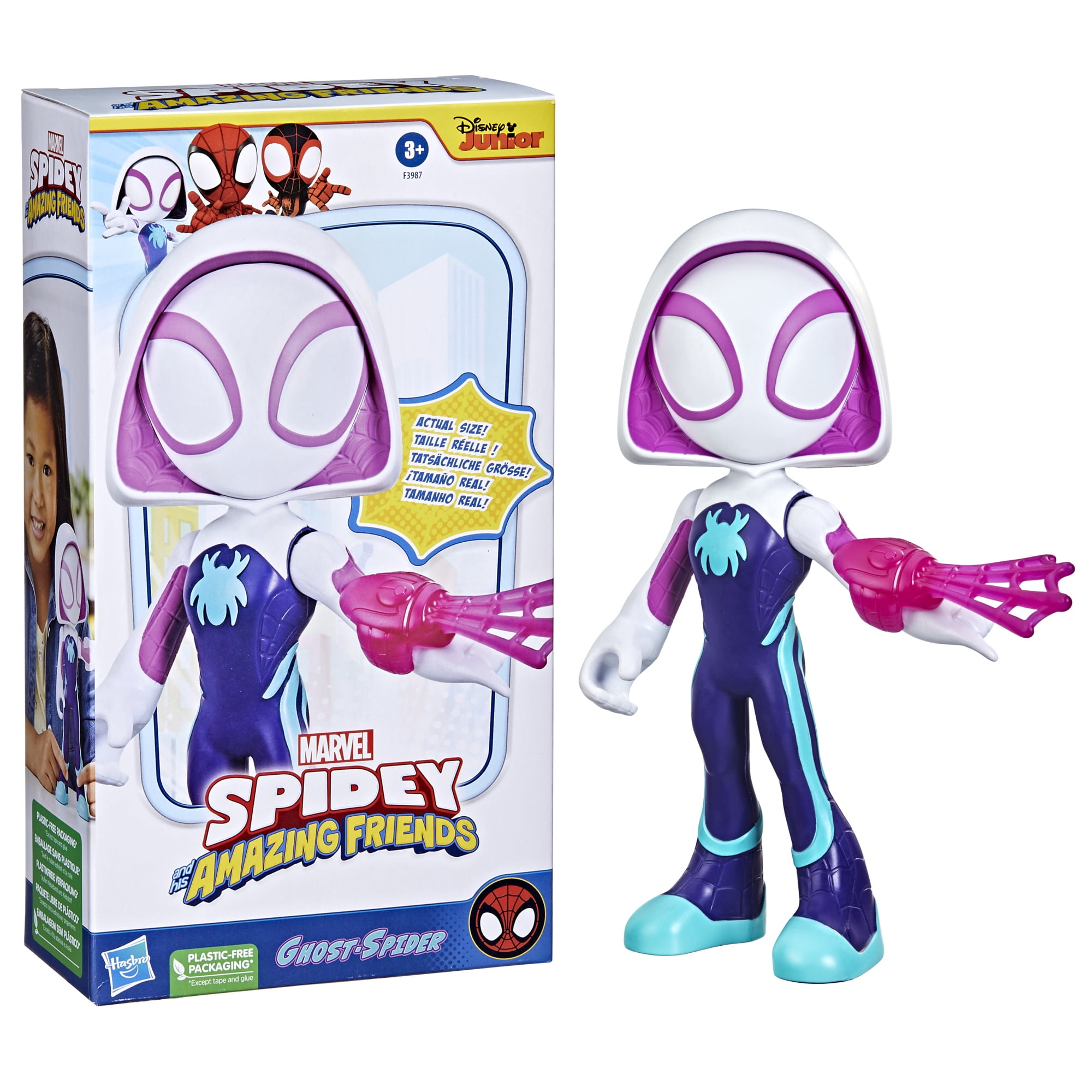Marvel Spidey and His Amazing Friends Supersized Ghost-Spider Action Figure, Preschool Superhero Toys