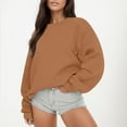 thumbnail image 2 of XIAONU Sweatshirts For Women Round Neck Long Sleeve Hoodless Sweatshirt Pleasure Baggy Fit Solid Color Pullover Sweatshirt, 2 of 6