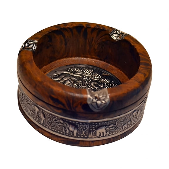 ACDANC Retro Vintage Wooden Emboss Ashtray Home Office Cigar Tobacco Ash Tray Case