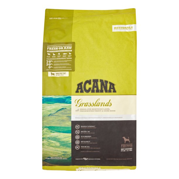 Acana Grasslands GrainFree Lamb, Duck & Fish Dry Dog Food, 25 lb