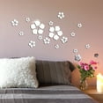 thumbnail image 3 of 18 Pieces 3D Acrylic Mirror Floral Wall Sticker Sakura Mirrors Wall Sticker Adhesive Removable Silver Mirrors Decal Flower Art Wall Decor Decal For Living Room Bathroom Doors, 3 of 8