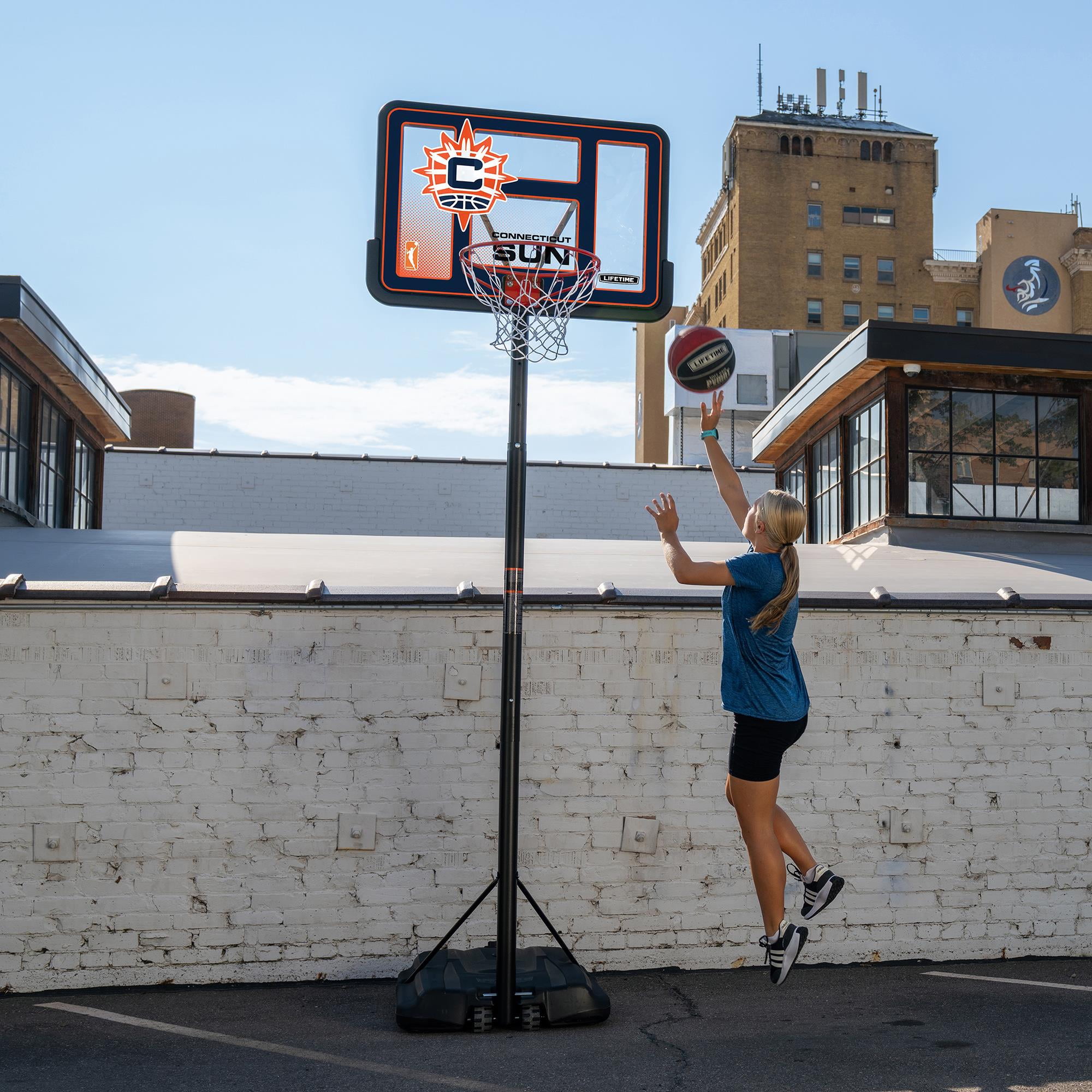 Lifetime WNBA Connecticut Sun 44" Portable Basketball Hoop with Wheels - 7.5 to 10 Ft Adjustable Height