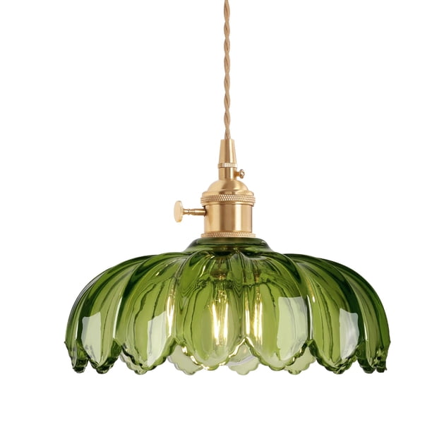 Lámpara colgante de cristal Schindapsus, color verde Shenmoly