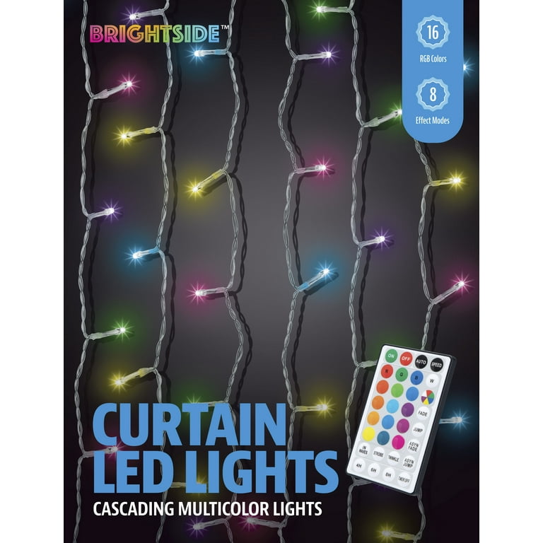 BrightSide Indoor Color Changing RGB Curtain Lights with Remote