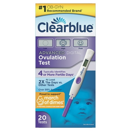 Clearblue Advanced Digital Ovulation Test, Predictor Kit, featuring Advanced Ovulation Tests with digital results, 20 ovulation