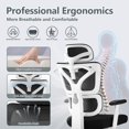 thumbnail image 2 of Coolhut Ergonomic High-Back Office Chair - Big and Tall Reclining Gaming Chair with Lumbar Support, Breathable Mesh, Adjustable Armrests, and Comfortable Design for Home Office, White, 2 of 6