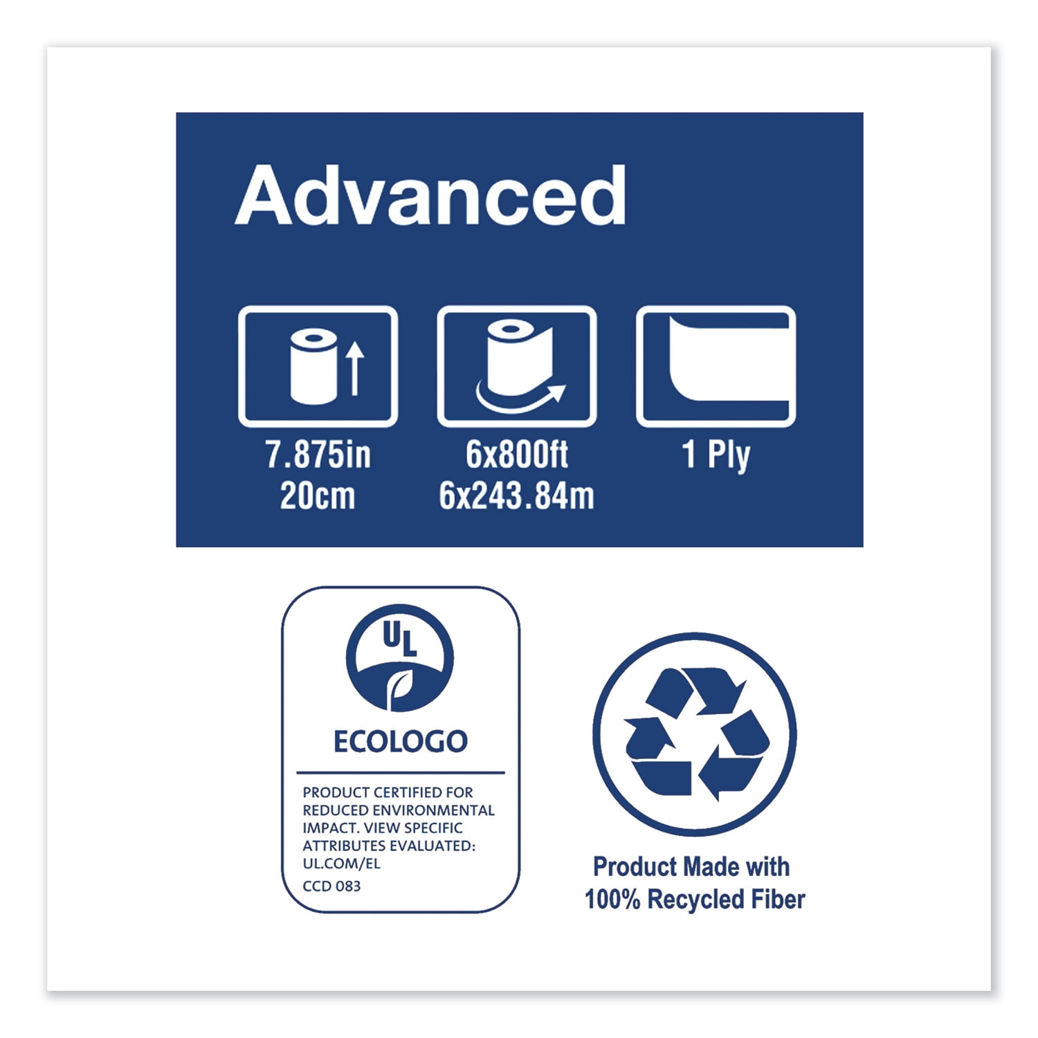 Tork Advanced Hardwound Roll Towel, 7.88" x 800 ft, White, 6 Rolls/Carton -TRKRB800