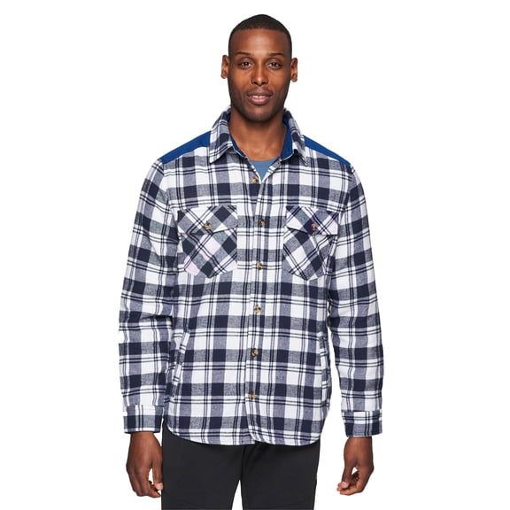 Avalanche Men's Plaid Brushed Flannel Hiking Shirt Jacket With Pockets