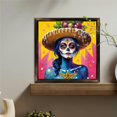 8x8 Inch Framed Wood Wall Art, Sugar Skull Woman with Fruit Hat ...