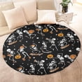thumbnail image 4 of Black Halloween Dancing Skeletons Round Blanket,Comfortable Soft Flannel Throw Blanket,All Season,Warm Lightweight Blankets for Sofa Bed Couch Living Room Chair 60"x60", 4 of 5