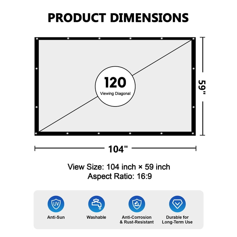 atzeste 120-Inch Portable Projector Screen, 16:9 Foldable photo 8