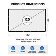 120 inch Projector Screen 16:9, 4K HD Indoor Outdoor Wall Mount Foldable Portable Movie Screens, Anti-Crease Projection Screen for Home Theater