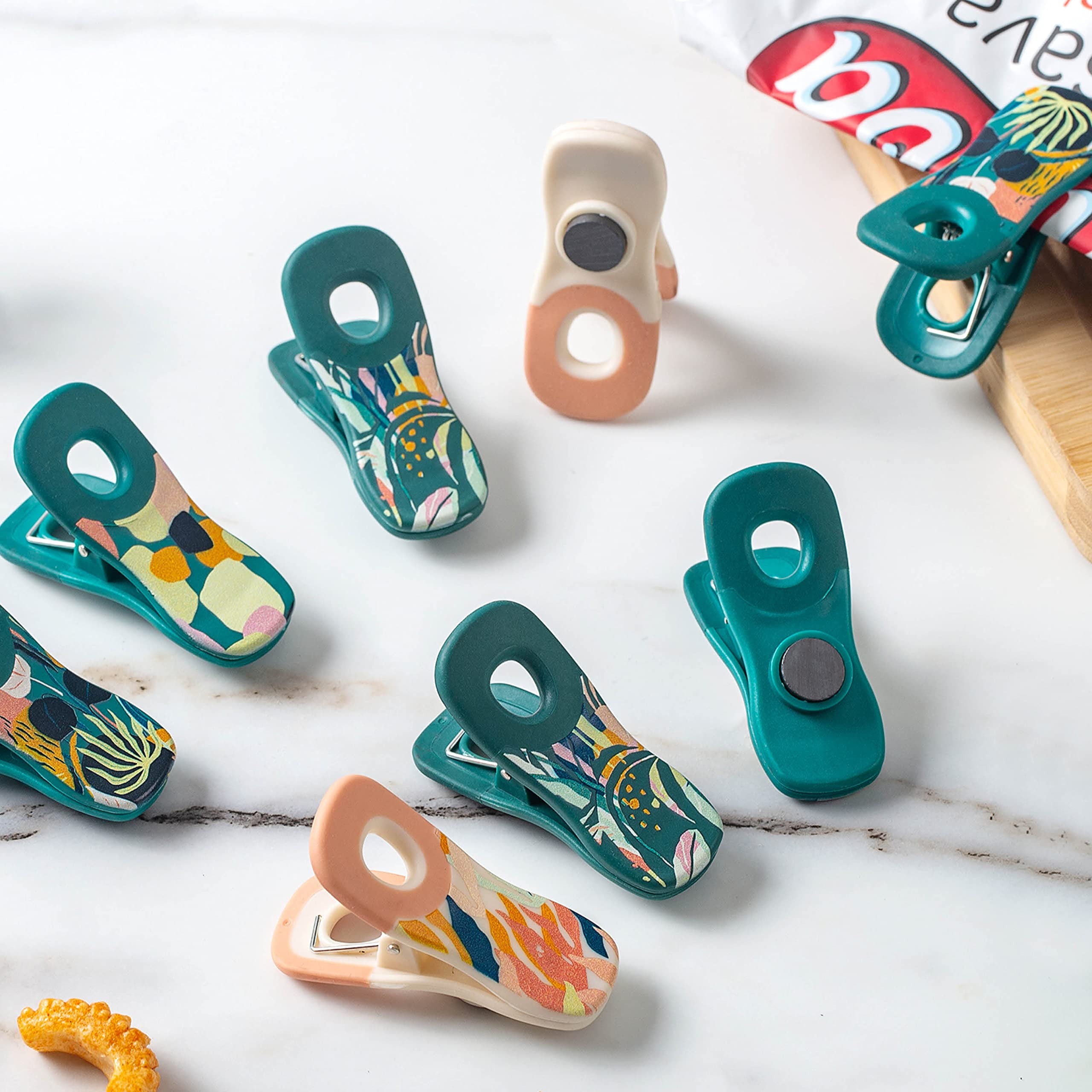 Cook with Color Floral Magnetic Bag Clips, 10-Piece Set, Snack