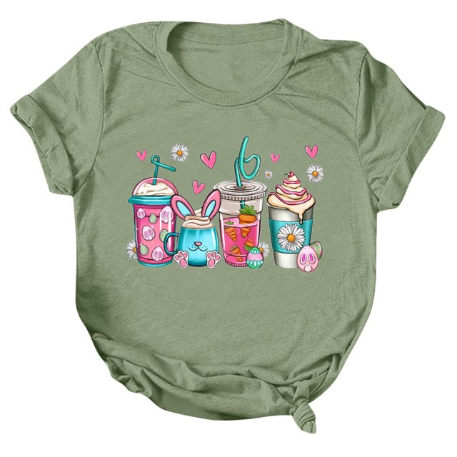 YDLCAFD Hauts à Nouer pour Femmes Blouse Décontractée pour Femmes Chemises Imprimées pour Pâques Col Rond Manches Courtes Tee Tops Tunique Bleu Marine Débardeurs Mignons pour Femmes