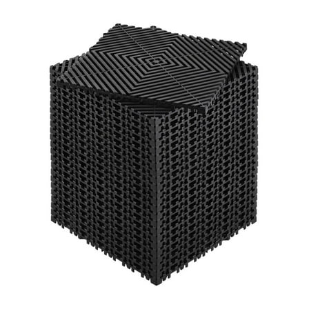 Drainage Mat 12'x12', 24-Piece Interlocking Garage Floor Tiles, Heavy Duty PP Rubber Non-Slip Drainage Floor Mats for Garage, Outdoor, Black