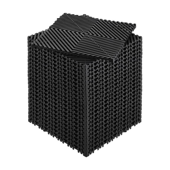 Interlocking Drainage Mat 12'x12', 24 Pcs Garage Floor Mats, Heavy Duty PP Material, Non-Slip Water Drainage Tiles, Outdoor Patio Flooring, Black