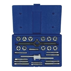 

Irwin Irwin - 24614 - Hanson High Carbon Steel SAE Tap and Die Set 1/4 -20NC 1/4-20NF 5/16-8NC 5/16-24NF 3/8-16NC
