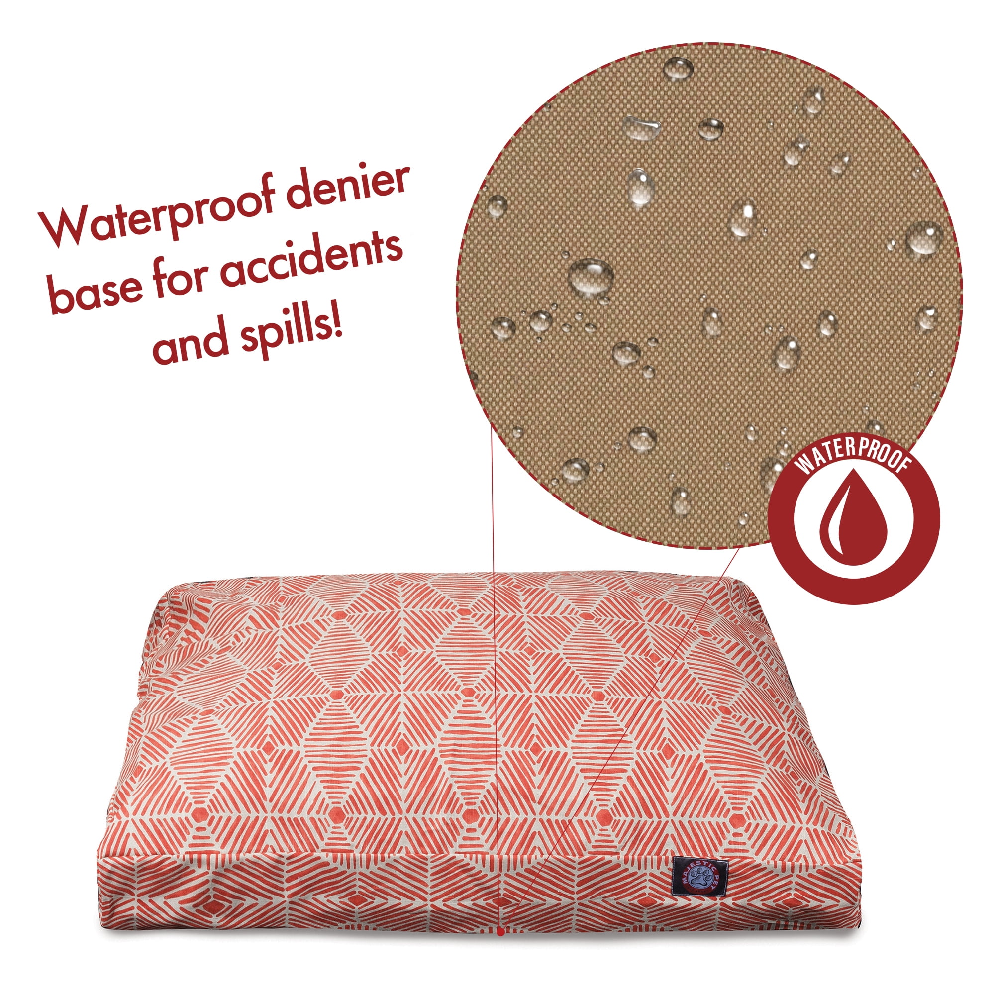 Majestic Pet | Charlie Rectangle Pet Bed For Dogs, Removable Cover, Salmon, Medium